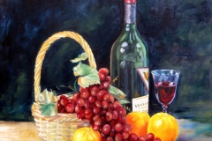 Still life with wine and fruits